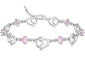 Cosie Lily Dia De La Madre Pulsera Regalo, Pulsera de Plata de Ley 925 Con Doble Corazón Para Mujer, Exquisitos Regalos Mamá Esposas Hermanas y Amigas, en CumpleañOs San ValentíN Navidad
