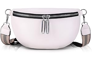 GSenhui Crossbody Bag Damen Breiter Gurt, Bauchtasche Damen Leder Geldbörse, Kleine Umhängetasche mit Reißverschluss und Abnehmbar Schultergurt, Handytasche Zum Umhängen Frauen,Weiß