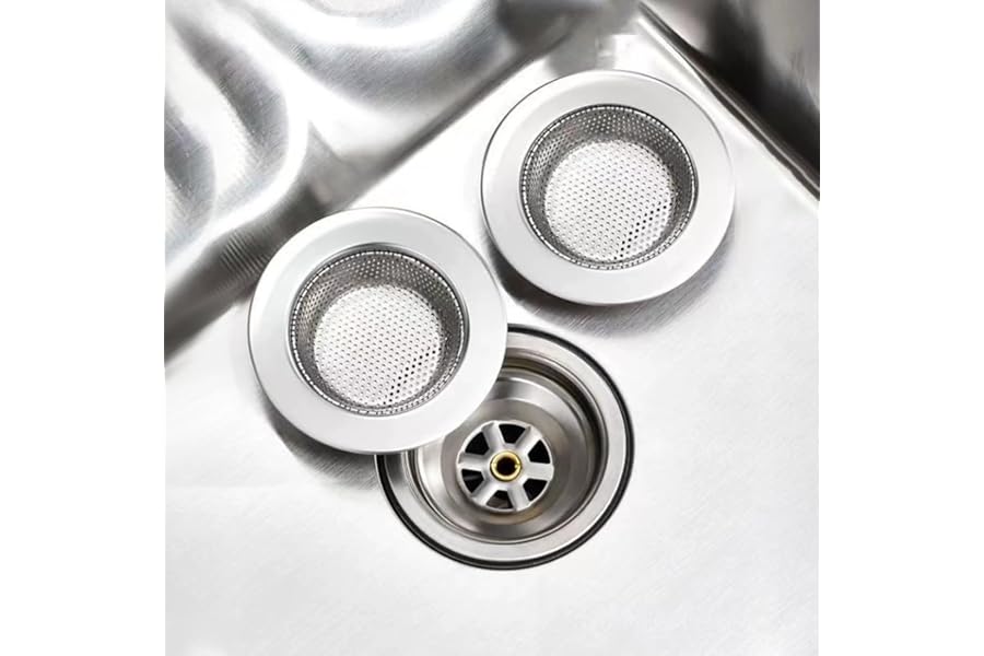 2 Pack Sink Strainer, Kitchen Sink Drain Strainer Large Basket Food Catcher, Stainless Steel & Rust-Proof