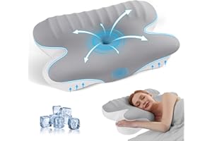 JINXIA Memory Foam-Kissen zum Schlafen, Ergonomisches Orthopädisches Nackenstützkissen, Kühlkissen mit Abnehmbarem Kissenbezug für Seiten-, Rücken- und Bauchschläfer