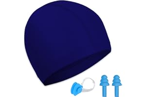 OLICKY Kids Swimming Cap, Elastic Fabric Polyester Swim Hat, Anti-Tear Comfortable Pool Cap for Boys Girls
