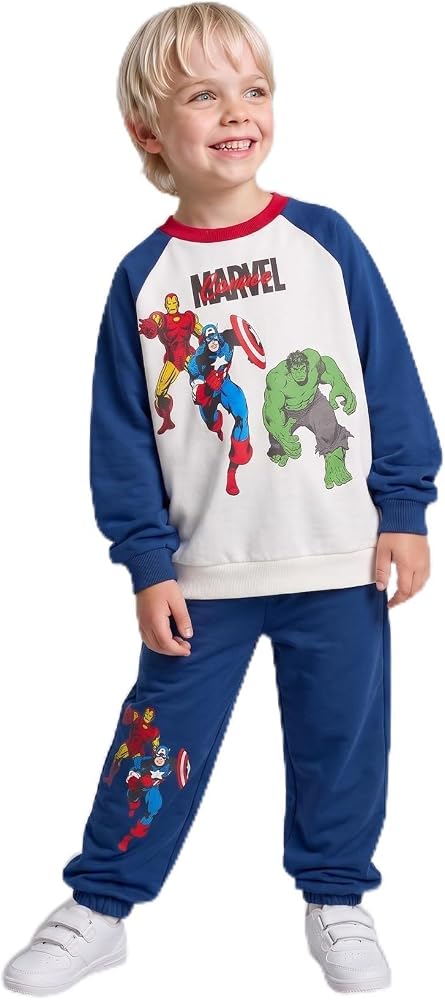 DeFacto Marvel Comics Karakter Baskılı Üst Lastikli Paça Alt 2'li Takım Erkek Bebek