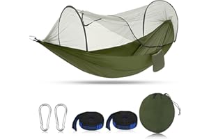 HAWDOWS Amaca da Campeggio da Viaggio Ultraleggera con Zanzariera, Capacità di Carico 300kg, 2 x Moschettoni Premium,2 x Corde in Nylon Incluse, Amaca con zanzariera per Campeggio, Esterno, Balcone, Patio