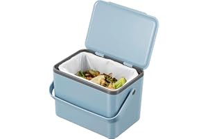 EKO Food Waste Compost Bin, Kitchen Countertop Food Waste Caddy, Titanium Blue, 4 Litre