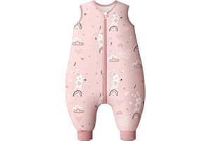 Looxii Schlafsack Baby mit füßen 2.5 Tog Baumwolle Warm Winterschlafsack Baby Schlafsack mit Beinen für Kinder 18-36 Monate Jungen Mädchen 80 cm Rosa Rabbit