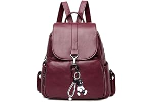 BUKESIYI Femme Sac a Dos Sac a Main Sac Seau Petit Marque Faux Cuir Sac bandouliere Antivol CCFR78126 Rouge Vineux