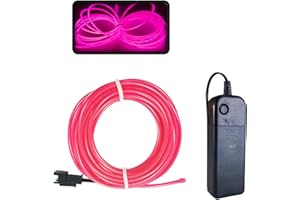 Balabaxer EL Draht Pink, 10M Neon Kabel Mit Batterie Trafo, Leuchtet Electroluminescent, für Partys, Halloween.