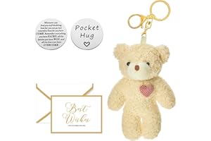 MEMOFYND 1 szt. kieszonkowy Bear Hug z 1 brelokiem, 1 kartą z podziękowaniami i 1 żetonem kieszonkowym, prezent na rozpoczęcie szkoły