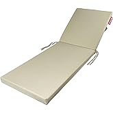 XPERMATE Fermuarlı Şezlong Minderi Su Ge&ccedil;irmez Kumaş Katlanır Plaj Minderi Yıkanabilir Kılıf 60x180x7 Bej