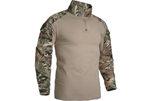FICUHGOC Militärisches taktisches Langarmhemd für Herren Outdoor Camo Combat T-Shirt mit Reißverschluss