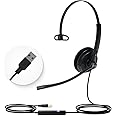 Yealink UH34 USB Headset with Noise Cancelling Mic, Work Headset for PC, Teams Certified Headphones for VoIP Phone Softphone, In Line Control
