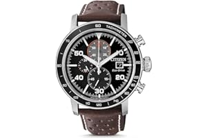 Citizen Mężczyźni Eco-Drive Zegarek, Czarny/Brązowy, 43 mm