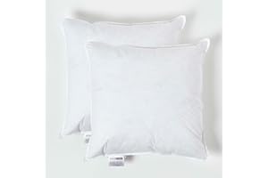 HOMESCAPES 2-pak luksusowych wkładów do poduszek z kaczych piór 40 cm x 40 cm (16 x 16 cali), idealne odporne na odbicie i upadki, obficie wypełnione wkładkami wewnętrznymi, hipoalergiczne, certyfikat