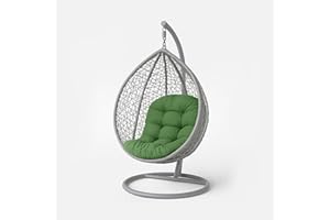 HOMESCAPES Egg Chair Cushion, Thick & Plush Hanging Basket Swing Chair Cushion 100% Cotton Cover for Canopy Swings, Hammock, Garden Patio Indoor Outdoor, Breathable, Round 80 x 120cm - Olive Green
