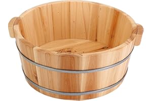 Fonowx Lavabo para pies de madera, bañera para remojar los pies, lavabo para baño, bañera para pies de madera, 16x36cm un