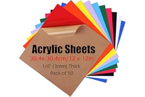 Wonninek 10 Stück Acryl Kunststoffplatte 30.4x30.4cm Gussplatten Farbig Laserschneideplatten 3mm Dicke Acrylplatten zum Laserschneiden - und Gravurmaterialien, Gedruckte Schilder, Kunsthandwerk