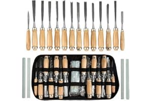 TIMESETL 12 scalpelli per legno + 2 lime + 4 pezzi di olio di pietra, coltello per intagliare il legno, legno fai da te fai da te scalpello professionale intaglio lavorazione del legno