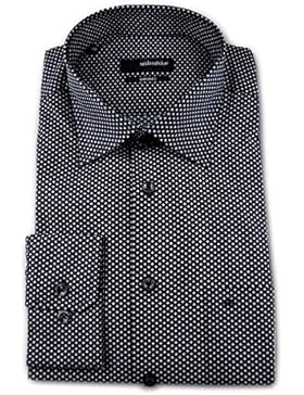 Seidensticker Herren Langarm Hemd Splendesto Regular Fit Kent grau /weiß gepunktet 111800.38