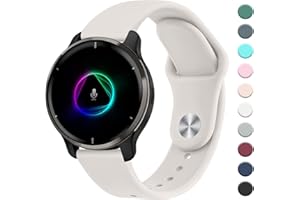 Mugust Armband für Garmin Venu/Venu 2 Plus/Venu Sq/Venu Sq 2 Music für Damen Herren, 20mm Silikon Armbänder Classic Sport Ersatz Uhrenarmband für Garmin Venu Sq 2 Armband, Sternenlicht