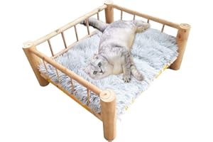 ping bu Amaca per gatti e cani, lavabile, con telaio staccabile in legno, per alleviare l'ansia, per conigli, gatti, gattini, cuccioli di piccola taglia (letto + coperta)