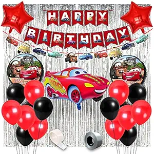 Party Propz McQueen Car Birthday Theme Decorations for Party Supplies 51Pcs Combo Set for Kids Birthday Decoration / Boys Birthday Decoration Items / Car Birthday Theme Decoration