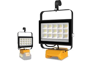 T-SUN Projecteur de Chantier pour Dewalt Batterie, 60W Projecteur LED Rechargeable, 4500LM Lampes de Travail Portable Pour l'atelier, Camping, Réparations Automobiles, Chantier (Sans Batterie)