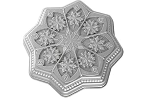 Nordic Ware 3048 Sweet Snowflakes Shortbread Pan, Christmas Themed Cake Mould Tray, Silver, Aluminium