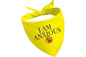 CENWA 1 Piece I Am Nervous/Anxious Dog Bandana Yellow Dog Bandana Anxious Dog Reactive Dog Bandana (I Am Anxious D EU2)