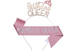 NJCXOLA Corona de Cumpleaños, "Birthday Queen"Tiara Corona de Diamantes, Feliz Cumpleaños Faja Corona Cumpleaños Tiara de Cumpleaños, para Mujer Fiesta de Decoración Accesorios Regalo