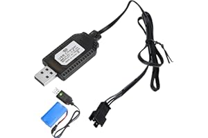 GAUBSS 7.4V USB Charger Cable with SM-3P Connector Plug, Smart Universal RC Charger Cable for Remote Control Cars/Toys/RC Plane/RC Tank/RC Boat with Battery Protection