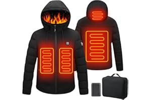 Qdreclod Giacca Riscaldata con Cappuccio, Giacca invernale Uomo Donna Calda con 3 Livelli di Riscaldamento, Porta di ricarica USB, Cappotti Impermeabile per Il Lavoro All'aperto Sci Pesca Moto