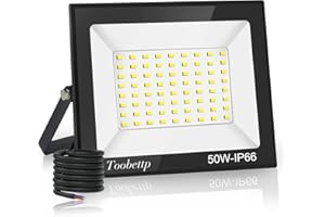TOOBETTP Focos LED Exteriore 50W Blanco Frío, 5000LM LED Floodlight Exterior 6500K Foco LED Exterior IP66 Impermeable Proyector Foco para Jardín, Garaje, Plaza, Estacionamiento