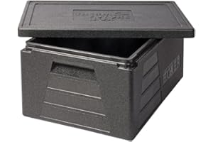 Thermo Future Box Quadratische GN 1/1 Premium Thermobox Contenitore Coperchio, Scatola Termica in EPP (Polipropilene espanso), Nero, 42 Liter Boxer Transportbox