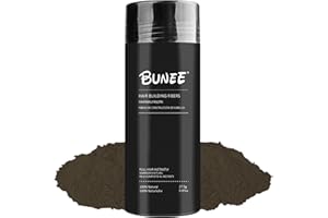 MAXTER Bunee Włókna do włosów, zagęszczacz, pokrycie wypadania włosów w 30 sekund, 100% naturalna bawełna, puder do włosów, dla kobiet i mężczyzn (średni brąz, 27,5 g)