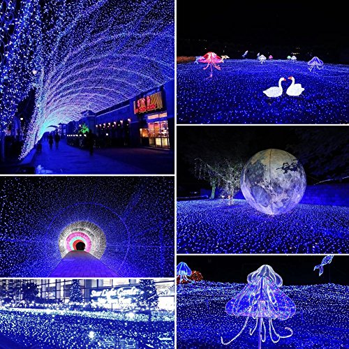 Lichterkette Kupferdraht, Kany LED Lichterkette 10 Meter 100 LEDs Batteriebetrieben Kupferdraht Wasserdicht, Kupterdraht Sternenlicht außen und innen für Weihnachten, Hochzeit, Party mit battery Box (blau) - 2