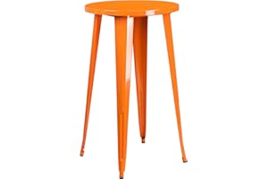 FLASH FURNITURE Flash Muebles 24 'Redondo Metal Indoor-Outdoor Bar Altura Mesa, Metal, Naranja, 101.6 x 66.040000000000006 x 12.7 cm