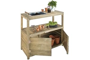 Burger Table de rempotage avec Rangement et bac de préparation en Bois - 100 x 45 x 90 cm - Cerland
