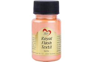 ideen mit herz Royal Flash Textile | peinture textile métallique | haute brillante & couvrante | convient aux textiles légers et foncés | à Base d'Eau | 50 ml (saumon)