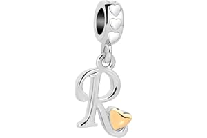 MiniJewelry Dijes de letras de la A a la Z para mujer, para pulseras, collares, niñas, nombre del alfabeto con amor, colgante de corazón, circonita cúbica transparente