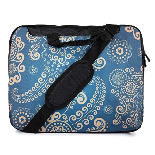 TaylorHe 15 / 15,6 Zoll Notebooktasche, Schultertasche für Notebook mit Muster , Laptoptasche mit Griff und Seitentaschen Laptop Bag blau, vintage, paisley