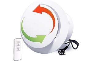 JSATFUL Ventilatore da bagno Ø 150 mm, 2 Direzioni Reversibile Forte flusso d'aria 310m³/h Silenzioso Ventola bagno, Aspiratore, Estrattore Aria per Bagno, Cucine, Toilette, Garage con Telecomando