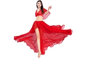 ROYAL SMEELA Danza del Vientre Faldas largas Tops Disfraces sexys Mujer Conjunto de Danza del Vientre Tops y Falda de Gasa de Alto Rendimiento Vestidos de Mujer Color sólido