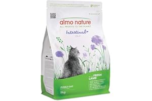Almo Nature Intestinal Help - Crocchette Gatto con Agnello Fresco - Supporta la Funzione Intestinale con Prebiotici e Minerali - Sacco da 2kg