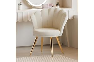 ‎AIVERMEIL Aivermeil Esszimmerstühle Samt • Muschelsessel mit Rückenlehne & Armlehnen • Schminktisch Stuhl • Polstersessel Elegant • Akzentstuhl mit Gold Metallbeinen Accent Chair • Weiß