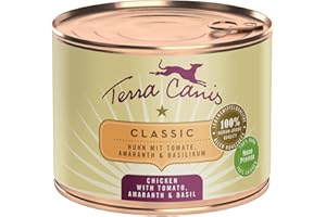 Terra Canis Poulet, Tomate, Amarante et Basilic – Nourriture Humide Classic 200 g I Nourriture pour Chien de qualité Alimentaire 100% de qualité Alimentaire Toutes Les matières premières I Riche et