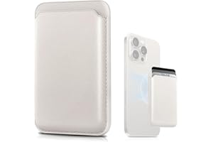 KSJEHW Portfel skórzany do iPhone 15/14/13/12 Pro/Max/Plus/Mini, uchwyt na karty RFID z magnesem Mag-Ssafe (biały)