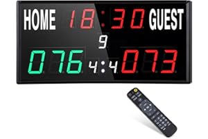 PELLOR Tableau d'affichage Scoreboard LED Télécommande Compteur De Point Electronique pour Basketball Baseball Sport Intérieur Extérieur