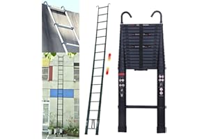 YIYAI Échelle télescopique de 6,2 m avec Crochet, échelle coulissante antidérapante, échelle coulissante en Aluminium de qualité supérieure, 13 marches, échelle Multi-usages, Charge maximale de 150 kg