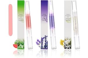 MESCHETT Stylo à huile à cuticules,Stylo à huile de nutrition 3PCS avec lime à ongles,Huile à cuticules pour ongles,Cuticule à l’huile pour ongles pour réparer les ongles fissurés et secs