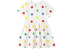 Smazero Baby Girl's Summer Dresses Short Sleeve Casual Dinosaur Horse Print Shirt Dress Little Kids Clothes Children Age 1-7 Years